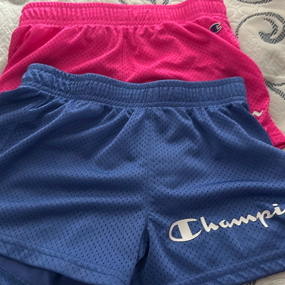 COPY - Two pair youth medium champion mesh shorts. Pink and blue pair